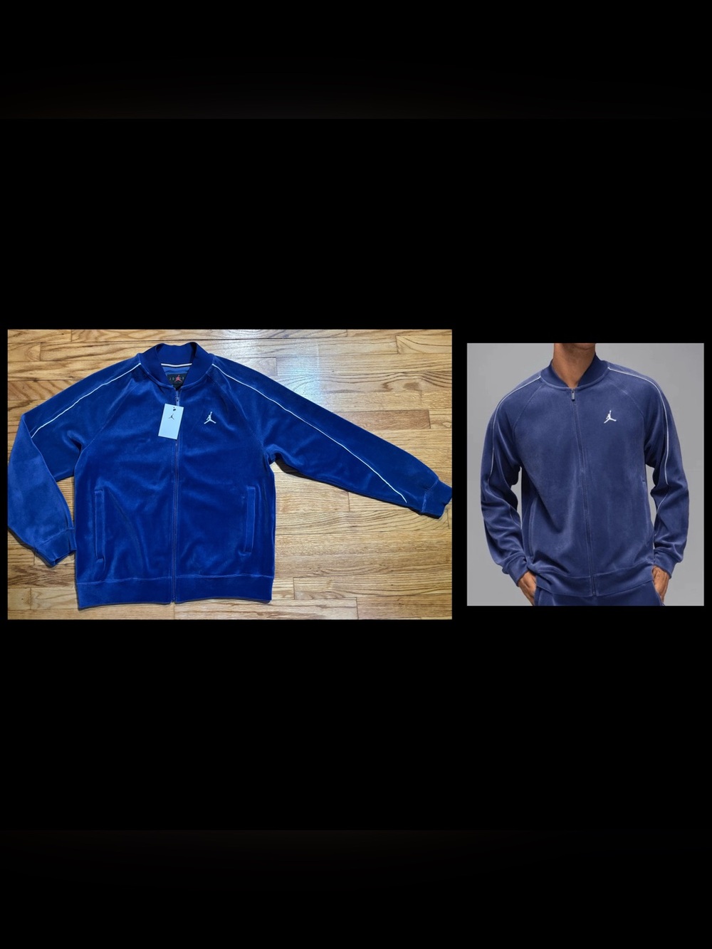 Jordan Brooklyn Velour Track Jacket Blue Full Zip Men’s Sz M NEW!